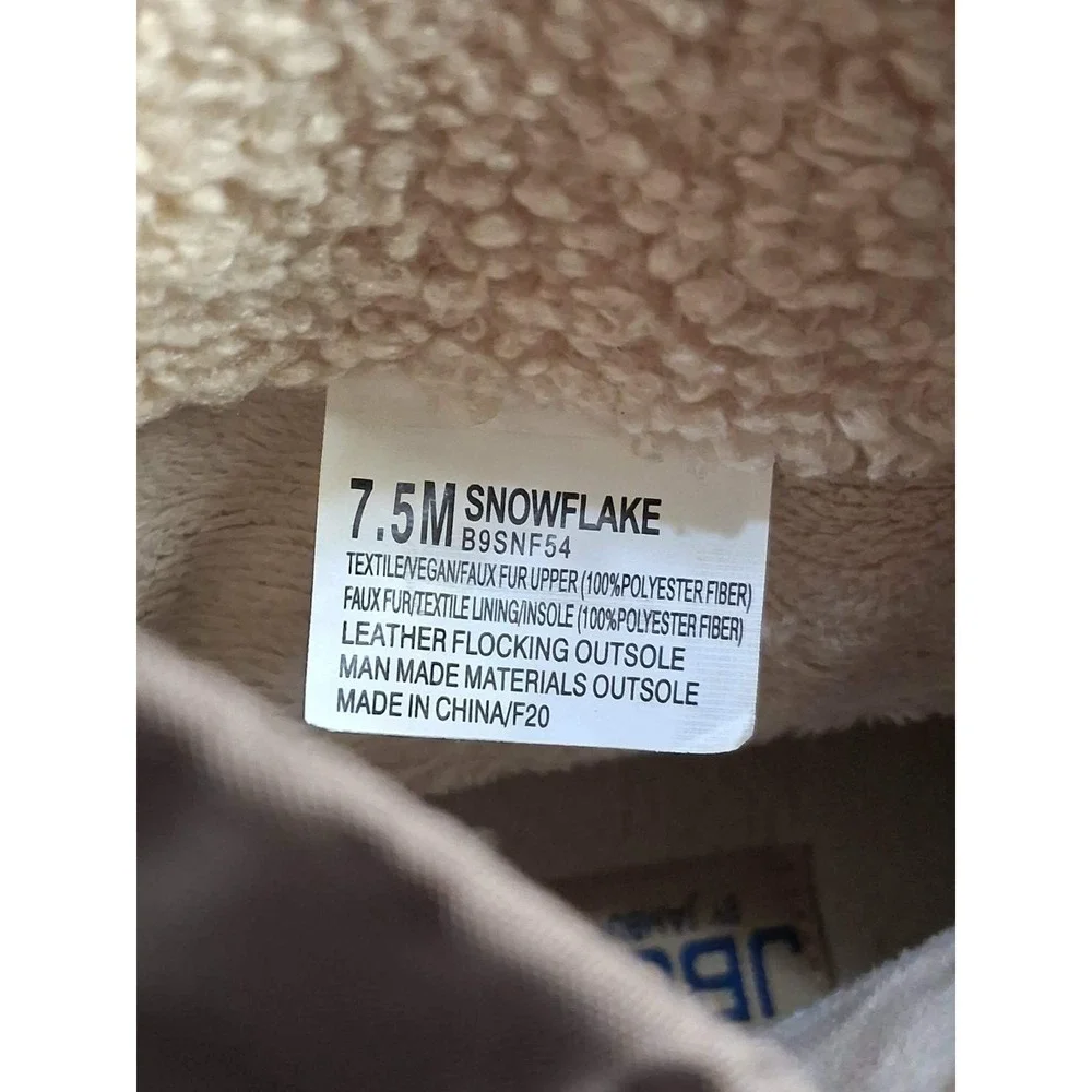JBU Snowflake Waterproof Winter Boots Women's Size 7.5 Tan Faux Fur Lined Zip Up